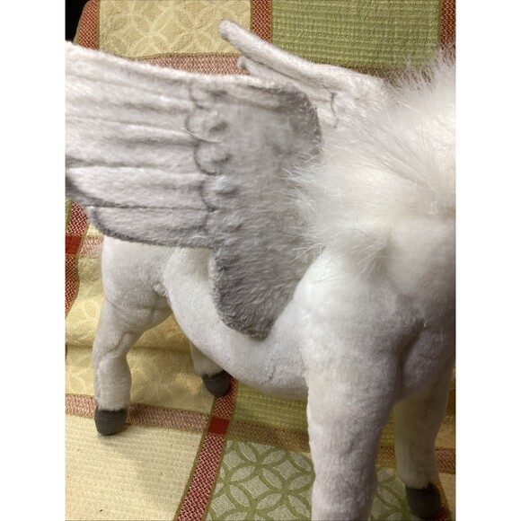 Vintage HANSA White Pegasus Plush Stuffed Animal Toy Posable Legs Hand Crafted - Picture 10 of 16